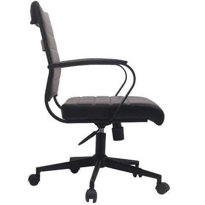 Modern Office Chair, Executive Mid-Back Conference Room Chair in PU Leather with Wheels and Arms