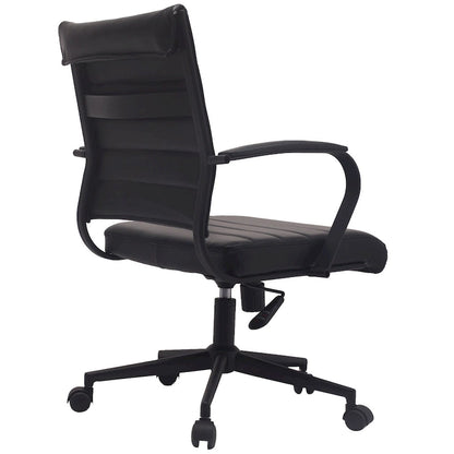 Modern Office Chair, Executive Mid-Back Conference Room Chair in PU Leather with Wheels and Arms