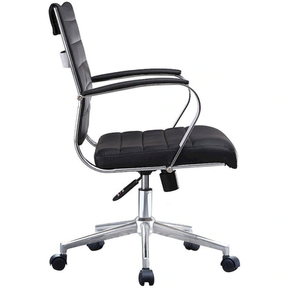 Modern Office Chair, Executive Mid-Back Conference Room Chair in PU Leather with Wheels and Arms