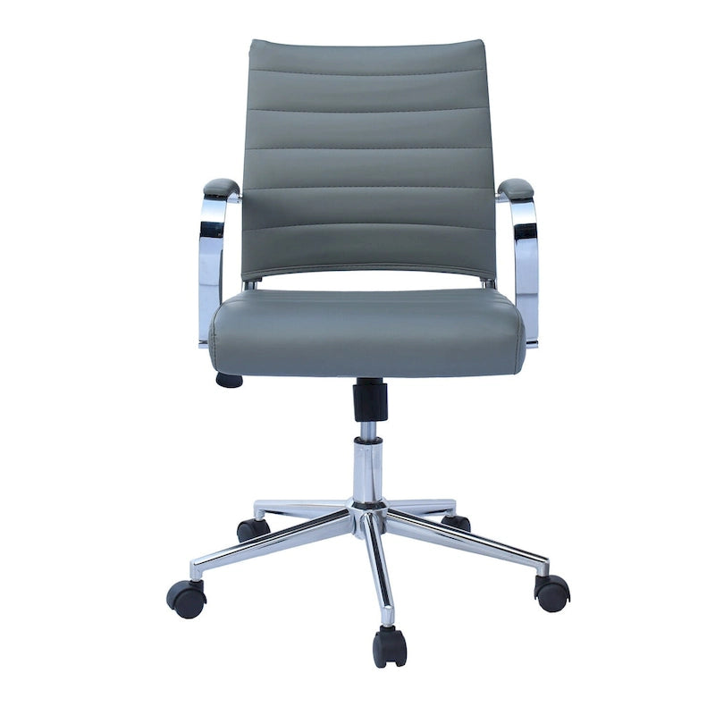 Modern Office Chair, Executive Mid-Back Conference Room Chair in PU Leather with Wheels and Arms
