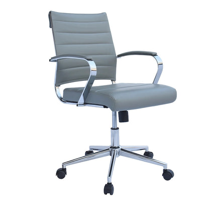 Modern Office Chair, Executive Mid-Back Conference Room Chair in PU Leather with Wheels and Arms