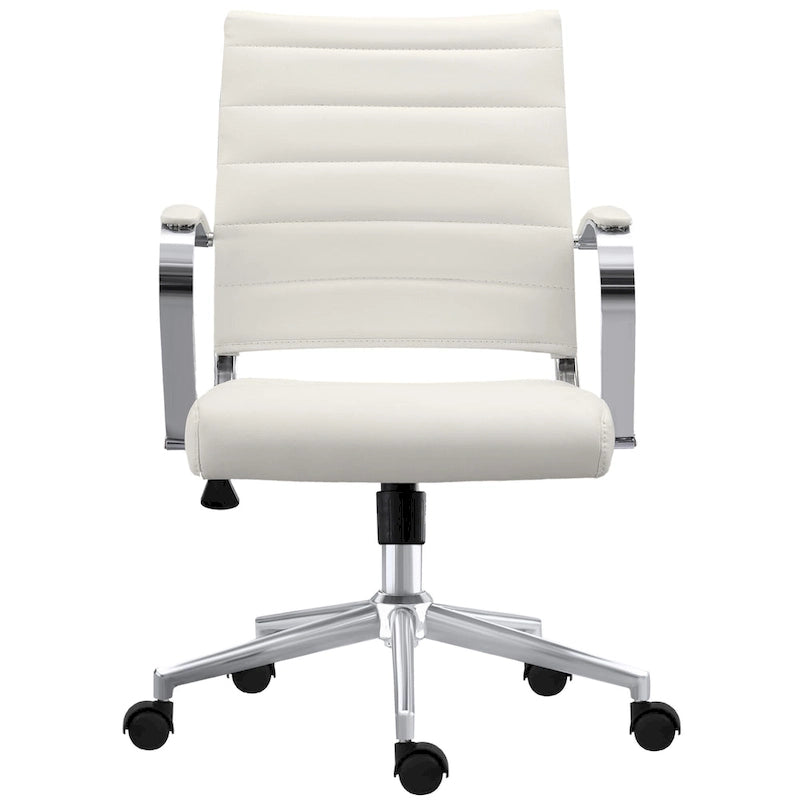 Modern Office Chair, Executive Mid-Back Conference Room Chair in PU Leather with Wheels and Arms
