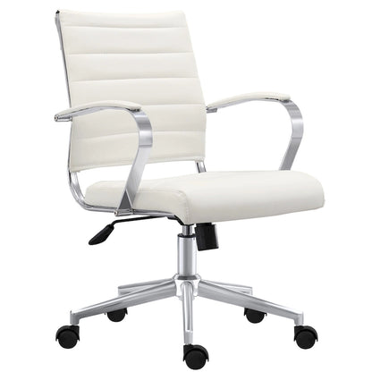 Modern Office Chair, Executive Mid-Back Conference Room Chair in PU Leather with Wheels and Arms