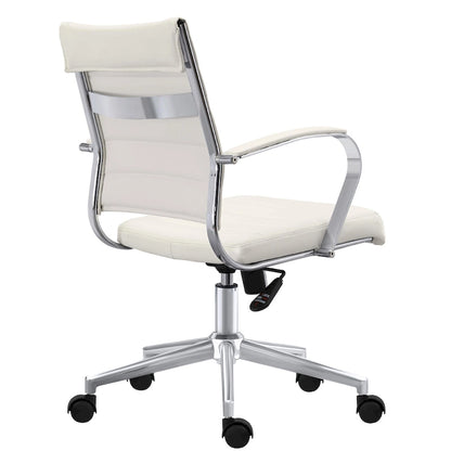 Modern Office Chair, Executive Mid-Back Conference Room Chair in PU Leather with Wheels and Arms
