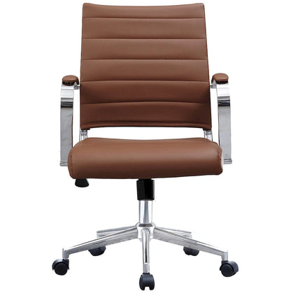 Modern Office Chair, Executive Mid-Back Conference Room Chair in PU Leather with Wheels and Arms