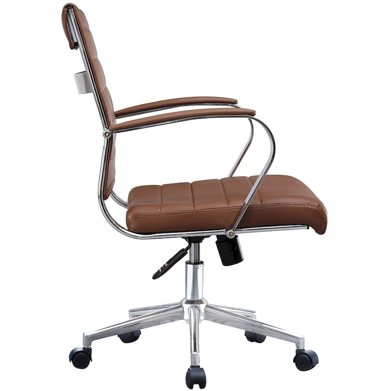 Modern Office Chair, Executive Mid-Back Conference Room Chair in PU Leather with Wheels and Arms