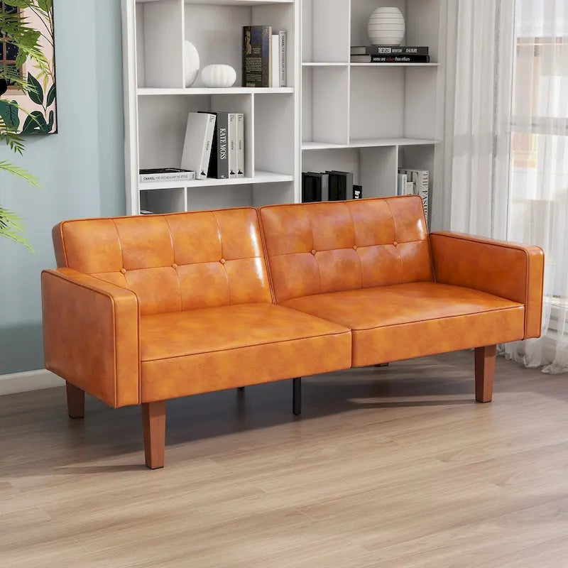 68 in. Twin Size Convertible Sofa Bed Couch w/ Tufted Adjustable Backrest, 5 Colors Optional - 22.44D x 68.11W x 28.74H