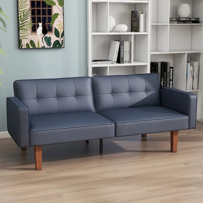 68 in. Twin Size Convertible Sofa Bed Couch w/ Tufted Adjustable Backrest, 5 Colors Optional - 22.44D x 68.11W x 28.74H