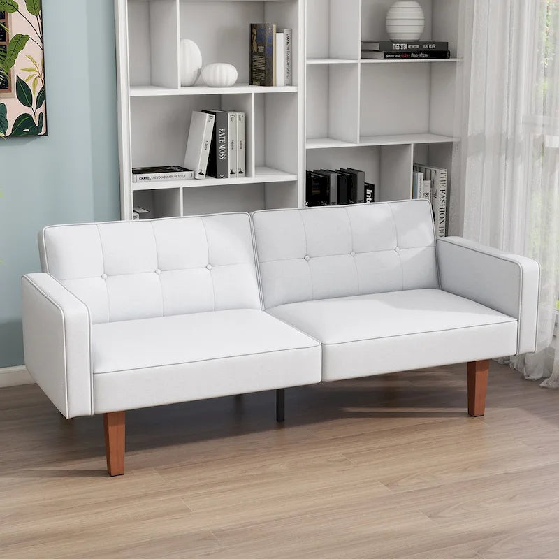 68 in. Twin Size Convertible Sofa Bed Couch w/ Tufted Adjustable Backrest, 5 Colors Optional - 22.44D x 68.11W x 28.74H