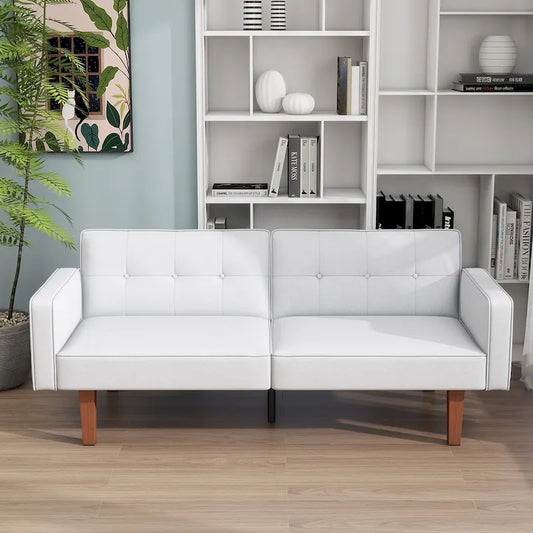 68 in. Twin Size Convertible Sofa Bed Couch w/ Tufted Adjustable Backrest, 5 Colors Optional - 22.44D x 68.11W x 28.74H