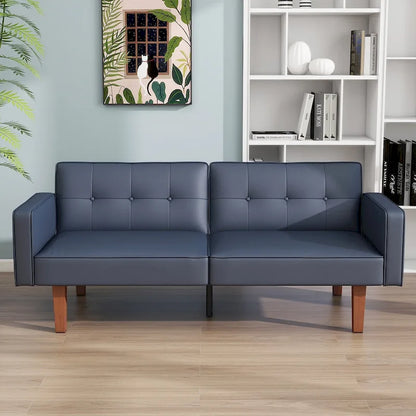 68 in. Twin Size Convertible Sofa Bed Couch w/ Tufted Adjustable Backrest, 5 Colors Optional - 22.44D x 68.11W x 28.74H