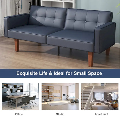 68 in. Twin Size Convertible Sofa Bed Couch w/ Tufted Adjustable Backrest, 5 Colors Optional - 22.44D x 68.11W x 28.74H