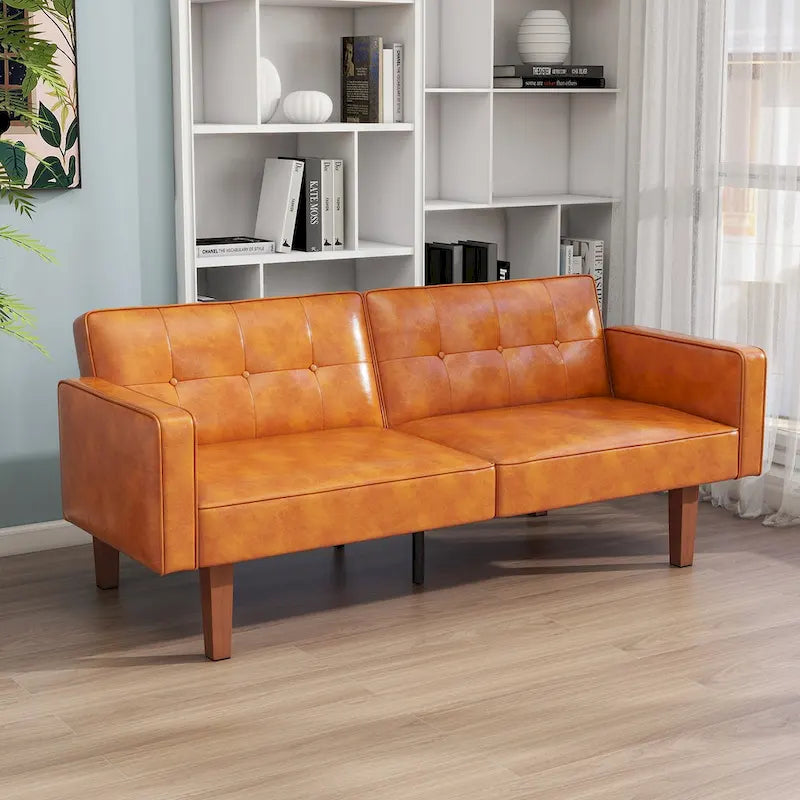 68 in. Twin Size Convertible Sofa Bed Couch w/ Tufted Adjustable Backrest, 5 Colors Optional - 22.44D x 68.11W x 28.74H