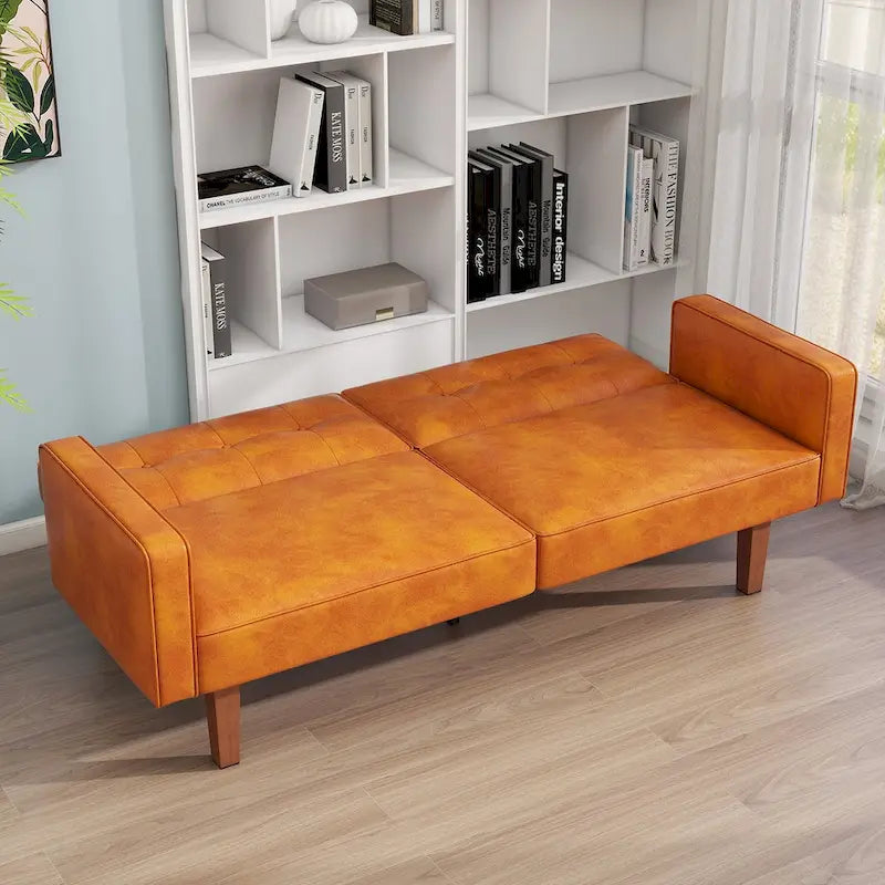 68 in. Twin Size Convertible Sofa Bed Couch w/ Tufted Adjustable Backrest, 5 Colors Optional - 22.44D x 68.11W x 28.74H