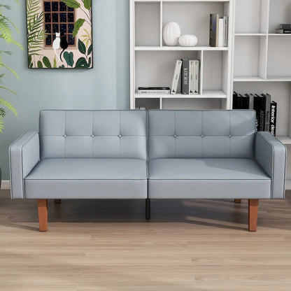 68 in. Twin Size Convertible Sofa Bed Couch w/ Tufted Adjustable Backrest, 5 Colors Optional - 22.44D x 68.11W x 28.74H