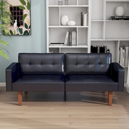 68 in. Twin Size Convertible Sofa Bed Couch w/ Tufted Adjustable Backrest, 5 Colors Optional - 22.44D x 68.11W x 28.74H