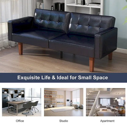 68 in. Twin Size Convertible Sofa Bed Couch w/ Tufted Adjustable Backrest, 5 Colors Optional - 22.44D x 68.11W x 28.74H