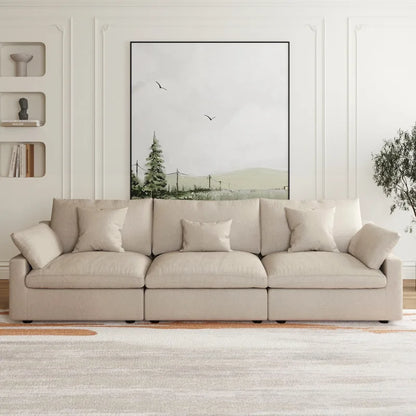 Modular Cloud Sectional Couches, Down Filled Comfort Minimalist Deep Sofa Couches for Office Apartment