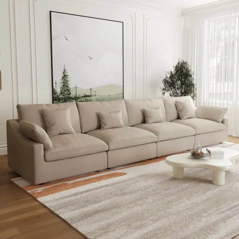 Modular Cloud Sectional Couches, Down Filled Comfort Minimalist Deep Sofa Couches for Office Apartment
