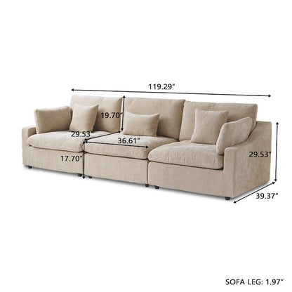 Modular Cloud Sectional Couches, Down Filled Comfort Minimalist Deep Sofa Couches for Office Apartment