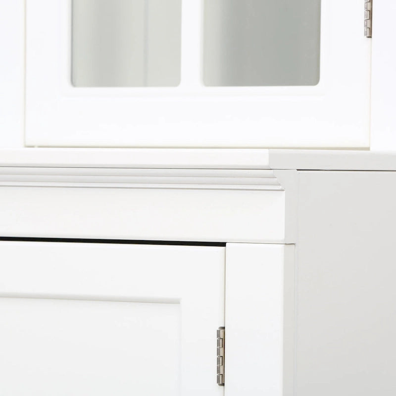 75.25 Tall Display Cabinet with Double Glass Doors, Traditional Style China Cabinet Hutch Cabinet