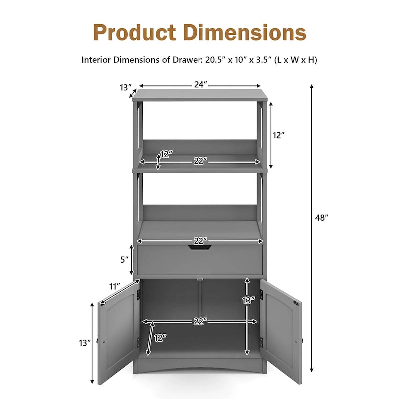 Gymax Bathroom Storage Cabinet w/Drawer Shelf Cupboard Floor Cabinet - See Details