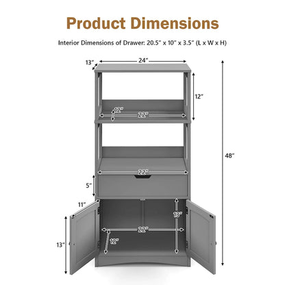 Gymax Bathroom Storage Cabinet w/Drawer Shelf Cupboard Floor Cabinet - See Details