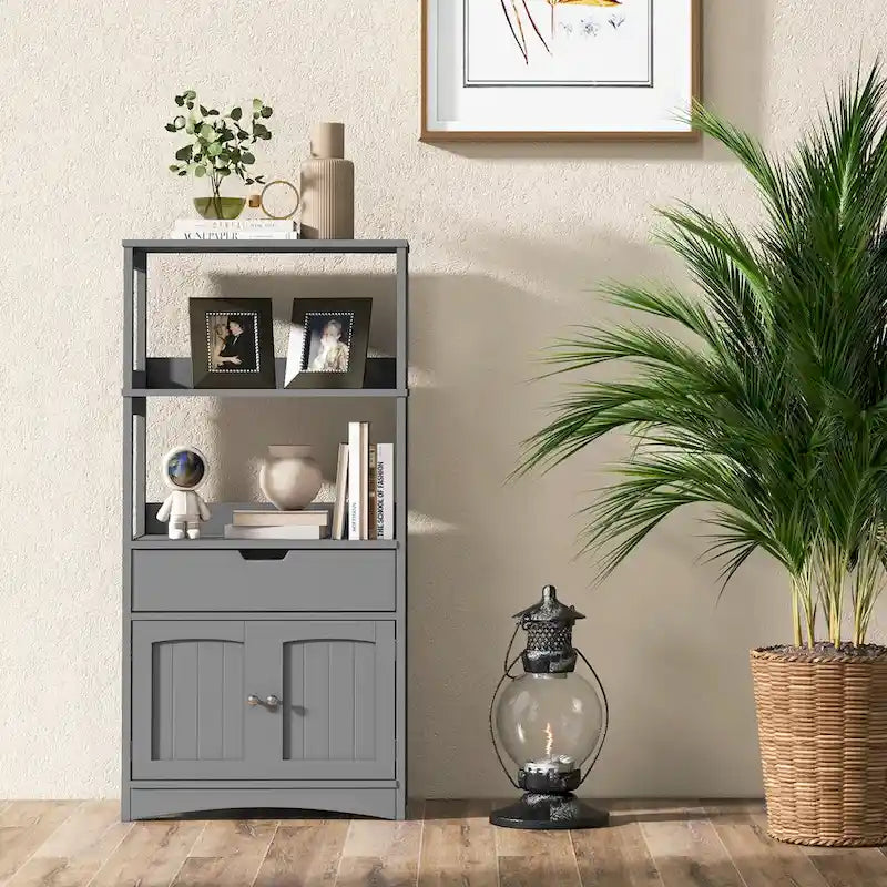 Gymax Bathroom Storage Cabinet w/Drawer Shelf Cupboard Floor Cabinet - See Details