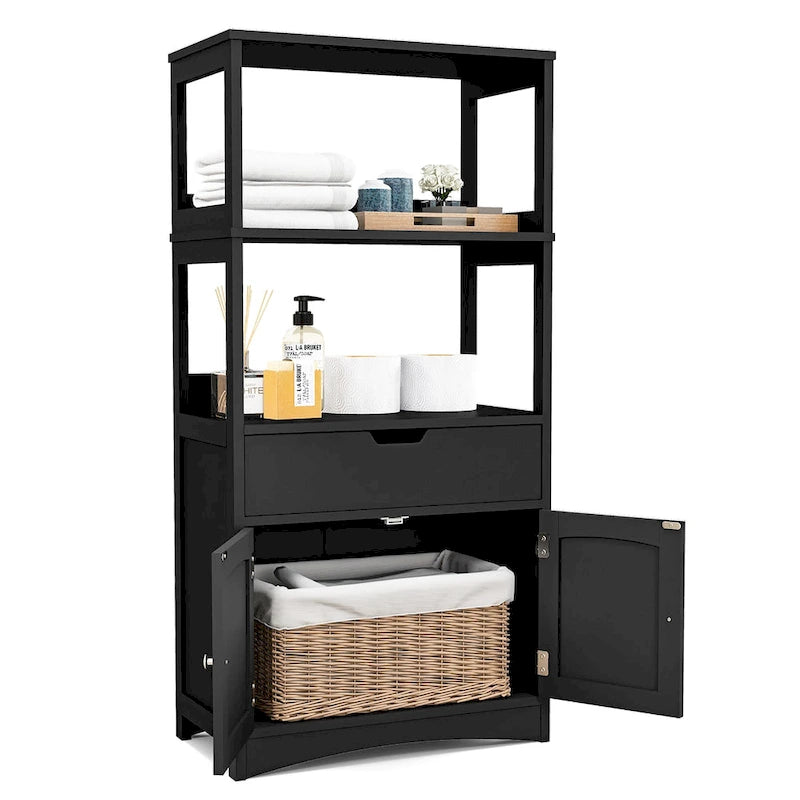 Gymax Bathroom Storage Cabinet w/Drawer Shelf Cupboard Floor Cabinet - See Details