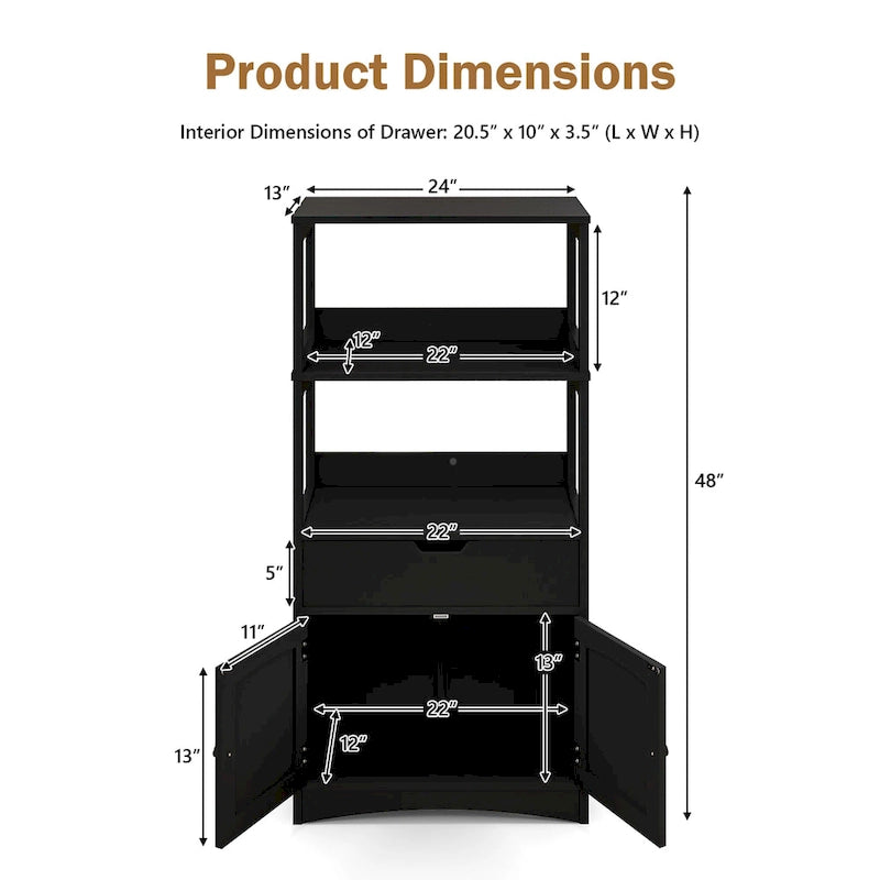 Gymax Bathroom Storage Cabinet w/Drawer Shelf Cupboard Floor Cabinet - See Details