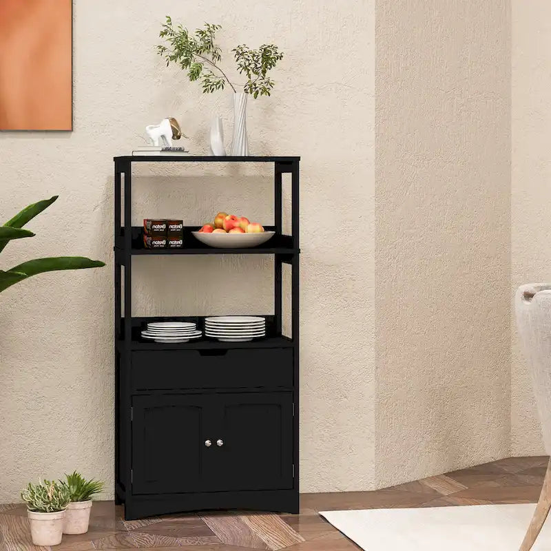 Gymax Bathroom Storage Cabinet w/Drawer Shelf Cupboard Floor Cabinet - See Details