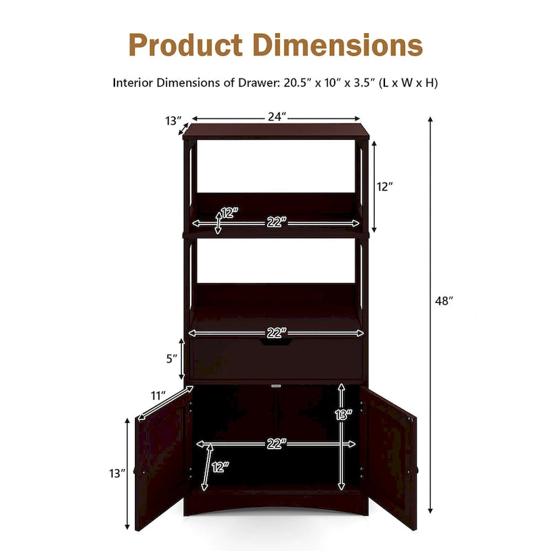 Gymax Bathroom Storage Cabinet w/Drawer Shelf Cupboard Floor Cabinet - See Details