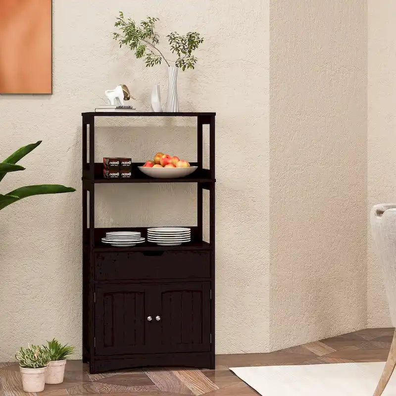 Gymax Bathroom Storage Cabinet w/Drawer Shelf Cupboard Floor Cabinet - See Details
