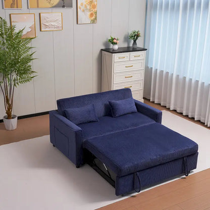 69 Corduroy Sleeper Sofa with Adjustable Backrest & Storage Pocket