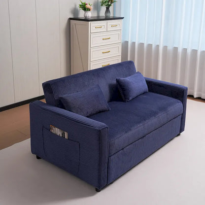 69 Corduroy Sleeper Sofa with Adjustable Backrest & Storage Pocket