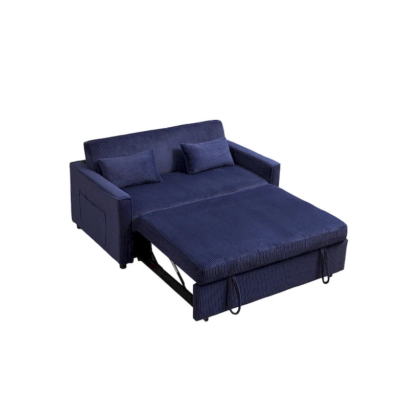 69 Corduroy Sleeper Sofa with Adjustable Backrest & Storage Pocket