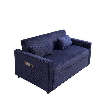 69 Corduroy Sleeper Sofa with Adjustable Backrest & Storage Pocket