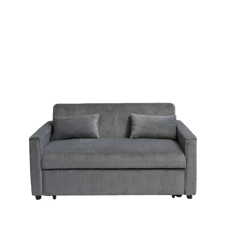 69 Corduroy Sleeper Sofa with Adjustable Backrest & Storage Pocket