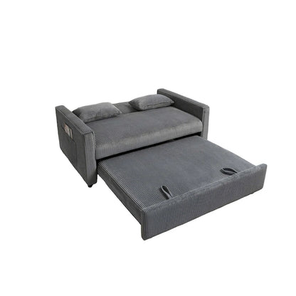 69 Corduroy Sleeper Sofa with Adjustable Backrest & Storage Pocket