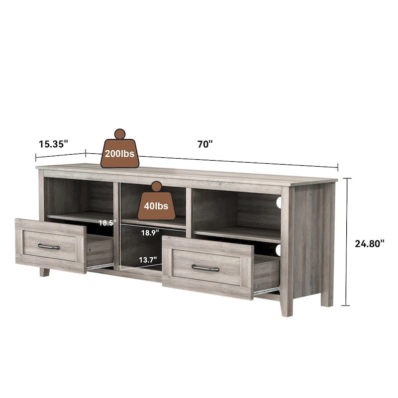 70 TV Stand with Drawers & Storage for TVs Up to 60