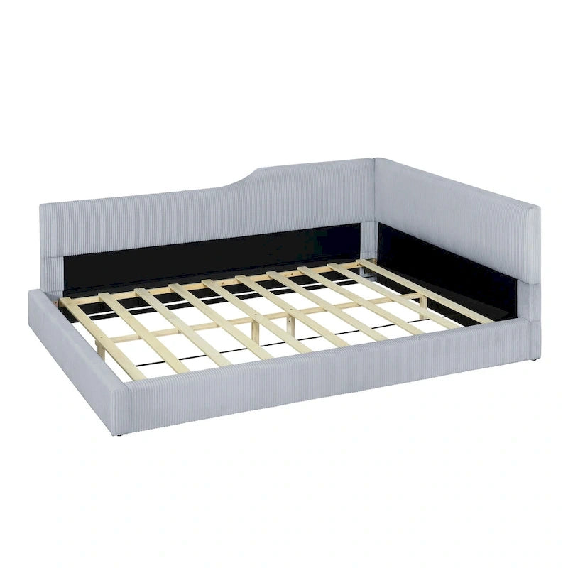 Full Size L-Shaped Daybed with Solid Frame, 500LBS Weight Capacity