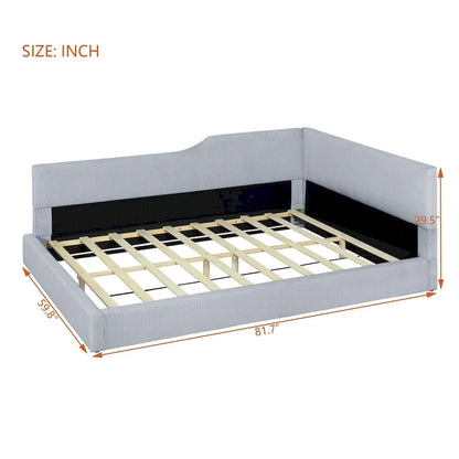 Full Size L-Shaped Daybed with Solid Frame, 500LBS Weight Capacity