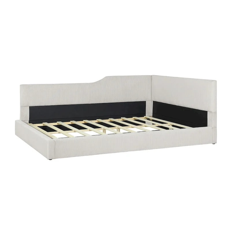 Full Size L-Shaped Daybed with Solid Frame, 500LBS Weight Capacity