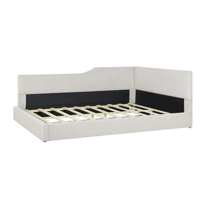 Full Size L-Shaped Daybed with Solid Frame, 500LBS Weight Capacity