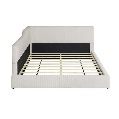 Full Size L-Shaped Daybed with Solid Frame, 500LBS Weight Capacity