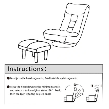 Upholstered Armless Recliner Set with Ottoman and Adjustable Headrest