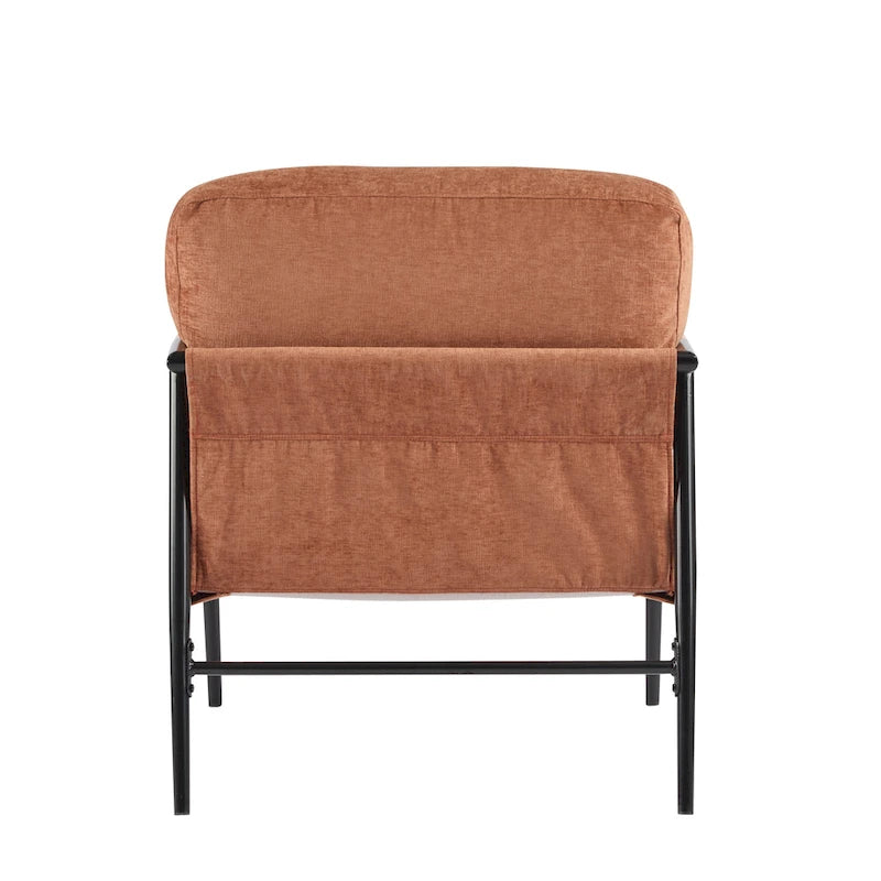 Polyester Accent Chair with Metal Frame & Wooden Armrests