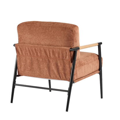 Polyester Accent Chair with Metal Frame & Wooden Armrests