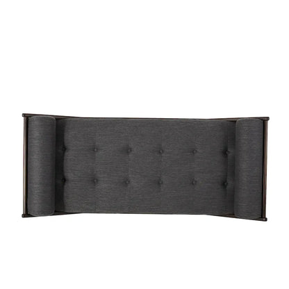 Charcoal Modern 65 Button Tufted Chaise Lounge Chair with Bent Wood Desing and Rolled Accent Pillows