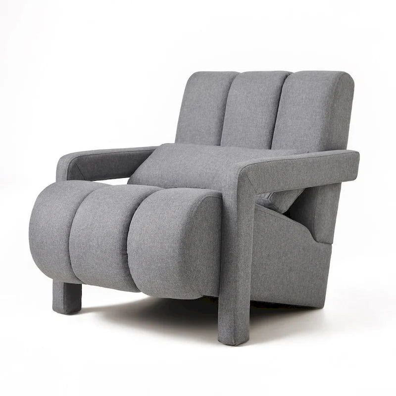 Dark Grey Modern 27.5 Upholstered Accent Chair with Pillow and High-Density Foam for Living Room